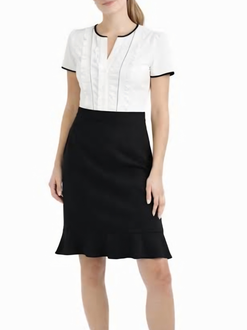 Karl Lagerfeld Black Midi Pencil Skirt with Fluted Hem